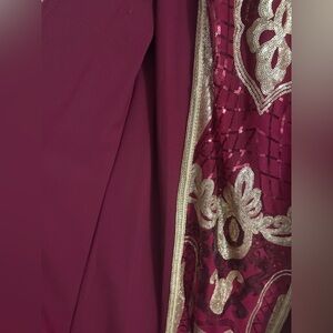 SHEIN Burgundy Maxi Dress with Gold Details